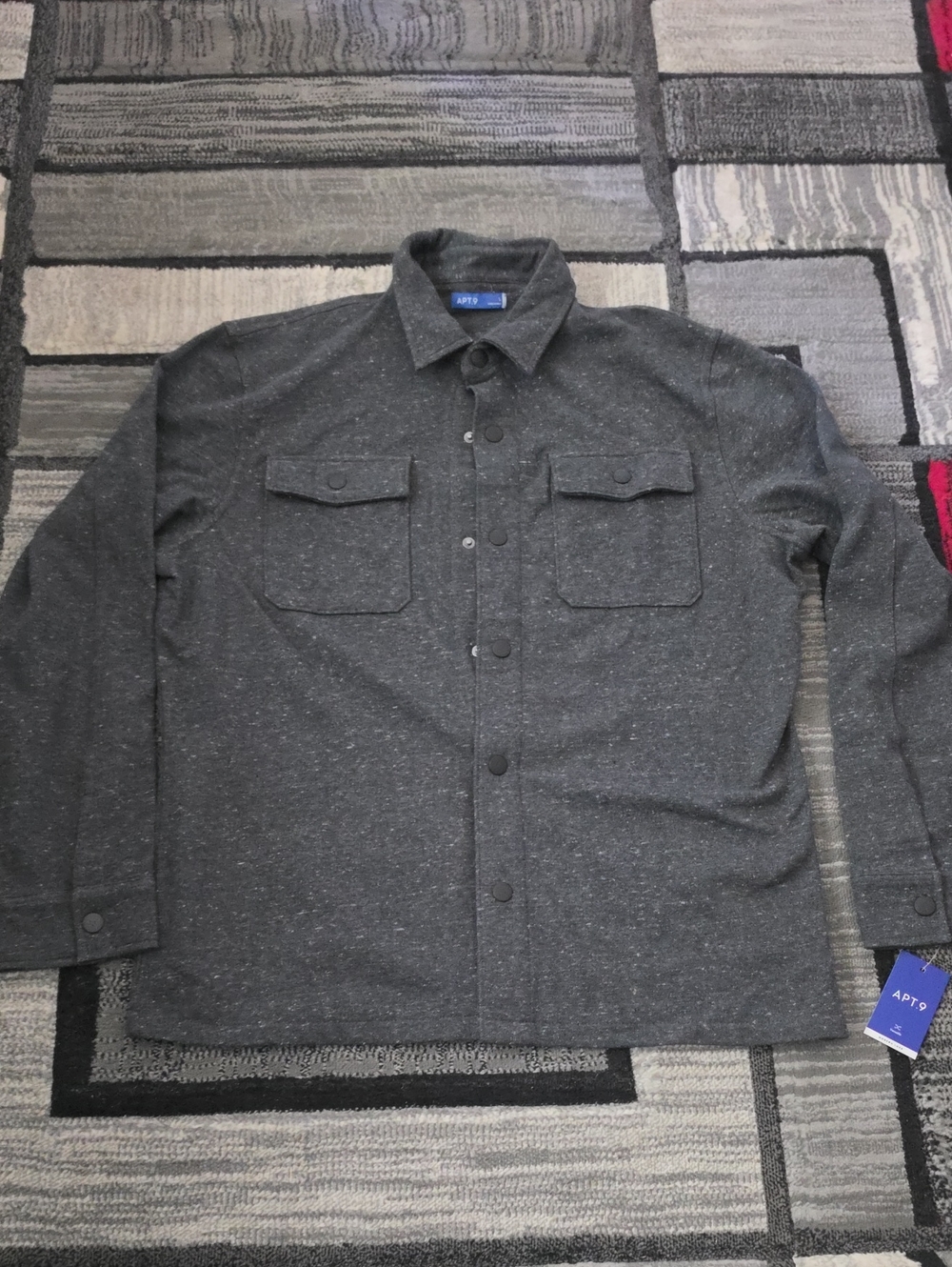 Apt. 9 Men's Dark Heather Gray Button-Front Shirt Jacket